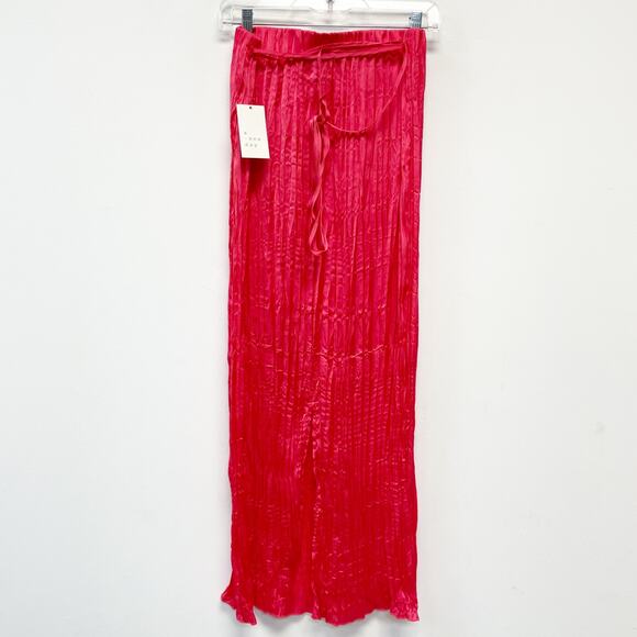 A New Day Women's Textured Crinkle Satin Midi Skirt Coral Pink Size M - Picture 3 of 6